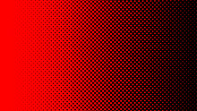 Halftone Gradient Dots Background Vector Illustration. Red Dotted, Black Halftone Texture. Pop Art Black Red Halftone, Comics Pattern. Background Of Art. AI10