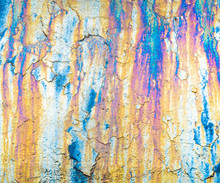 Background Texture-multicolored Rivers Of Rust Stains On A Metal Surface