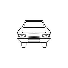 Poster - car front illustration. Element of extreme races for mobile concept and web apps. Thin line car front illustration can be used for web and mobile. Premium icon