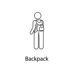 man with backpack illustration. Element of a person carries for mobile concept and web apps. Thin line man with backpack illustration can be used for web and mobile. Premium icon