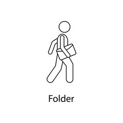 man with document folder illustration. Element of a person carries for mobile concept and web apps. Thin line man with document folder illustration can be used for web and mobile