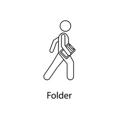Poster - man with paper folder illustration. Element of a person carries for mobile concept and web apps. Thin line man with paper folder illustration can be used for web and mobile