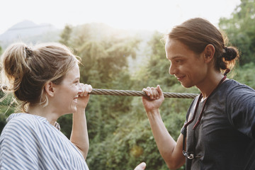 Wall Mural - Couple having a great time together outdoors