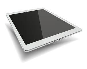 Poster - Tablet pc computer with black screen isolated on white background.