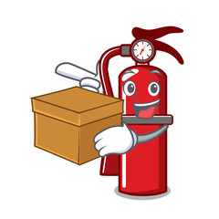 Poster - With box fire extinguisher character cartoon