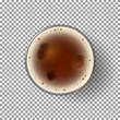 Dark Beer Glass Isolated on Transparent Backdrop. Top view on Realistic Alcohol Drink. Vector Illustration.