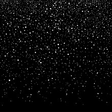 Falling Snow Flakes, Isolated On Black Background. Winter Snowfall. Vector Illustration