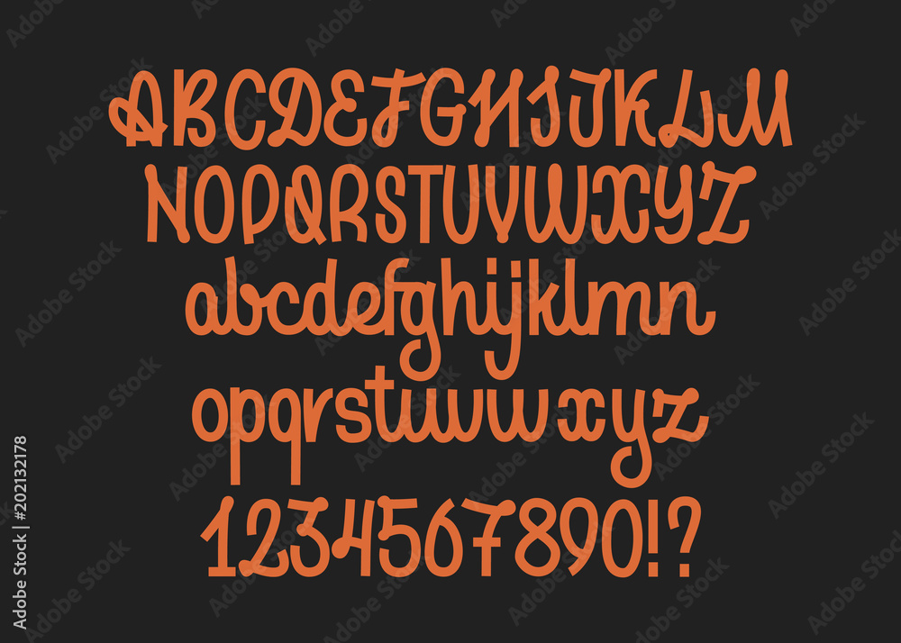 Calligraphic vector script font. Handwritten brush style modern ...
