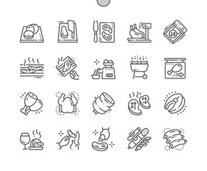 Wall Mural - meat well-crafted pixel perfect vector thin line icons 30 2x grid for web graphics and apps. simple 