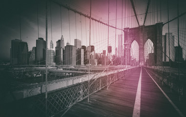 Fototapete - Photo Vintage du Pont de Brooklyn - New York