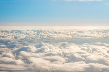 Poster - Panorama sky from altitude in the cumulus and layered stratus clouds.