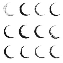 Set Imprint Trail Cups On White, Vector Coffee And Tear Stains Left By The Cup Bottoms, Crescent The Symbol Of Islam Ramadan Moon