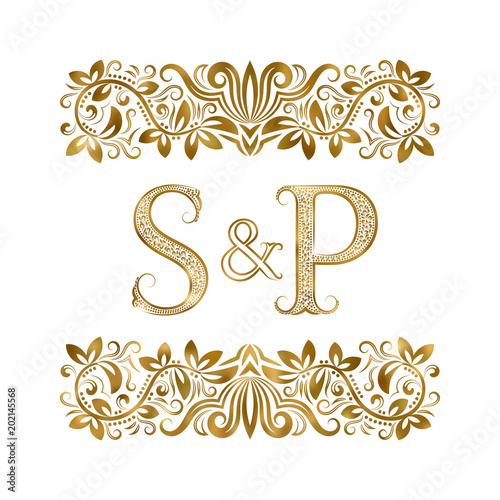 S And P Vintage Initials Logo Symbol The Letters Are Surrounded