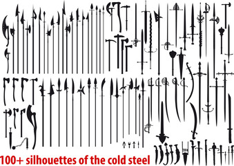 Wall Mural - big set silhouettes of the cold steel