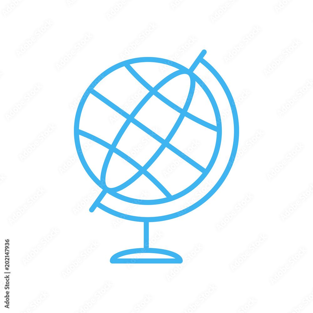 Simple globe icon. Blue line globe vector icon Stock Vector | Adobe Stock