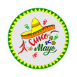 Cinco de Mayo - May 5, federal holiday in Mexico. Vector composition for banner and poster. Hand drawn lettering with sombrero, maracas,chilli, decorations in the round frame on white background.