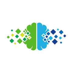 Wall Mural - Pixel Brain Logo Icon Design