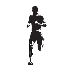 Wall Mural - Running man, front view, healthy lifestyle,  isolated vector silhouette. Run, athletics