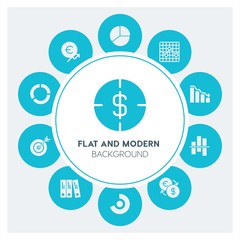 Poster - business, money, charts Infographic Circle fill Icons Set. Contains such Icons as  business,  website,  elements,  background,  pattern,  illustration,  banner and more. Fully Editable. Pixel Perfect