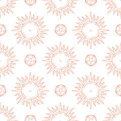 Poster - hand drawn sun seamless pattern