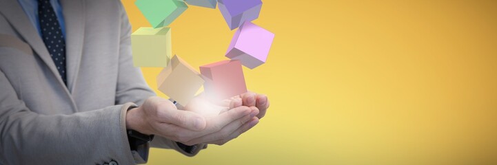 Poster - composite image of mid-section of businessman presenting