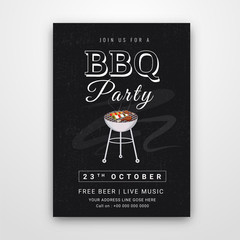 Canvas Print - Barbecue Poster, Flyer, Template, Menu Card or Invitation Design.