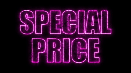 Poster - Letters of Special price text on black, 3d render background, computer generating for trading