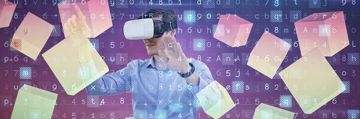 Canvas Print - Composite image of businessman working with vr