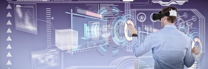Poster - Composite image of businessman working with vr