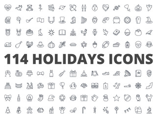 Wall Mural - Holidays line icon vector pack