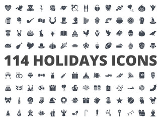 Wall Mural - Holidays silhouette icon vector pack