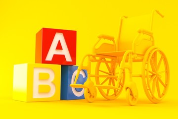 Canvas Print - Wheelchair background with toy blocks