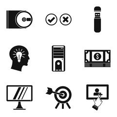Wall Mural - Data processing icons set. Simple set of 9 data processing vector icons for web isolated on white background