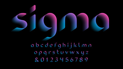 Poster - 3D font. Vector alphabet with latin letters and numbers.