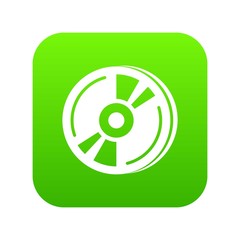 Poster - Cd icon green vector isolated on white background