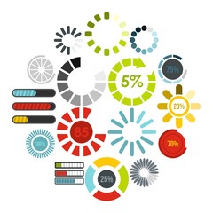 Poster - Download progress icons set in flat style. Load indicators set collection vector illustration