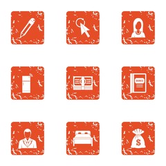 Poster - Monetary intervention icons set. Grunge set of 9 monetary intervention vector icons for web isolated on white background