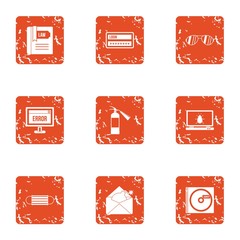 Poster - Cyber degree icons set. Grunge set of 9 cyber degree vector icons for web isolated on white background