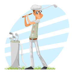 Golfer cool professional player adjusts glove champion golf club isolated cartoon character design vector illustration