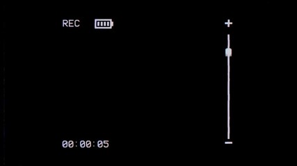 Sticker - The screen of a VHS VCR recorder showing a full blinking battery symbol. Black background. Use: overlay or key. With the typical noise and distortion of the era.
