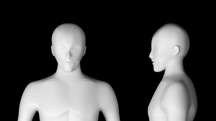 Aufkleber - Human. Wireframe model on black background, artificial intelligence, 3d illustration