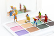 © polymanu - Miniature people: Women cleaning tools, eyeshadow. Image use for the beauty, cosmetic product.