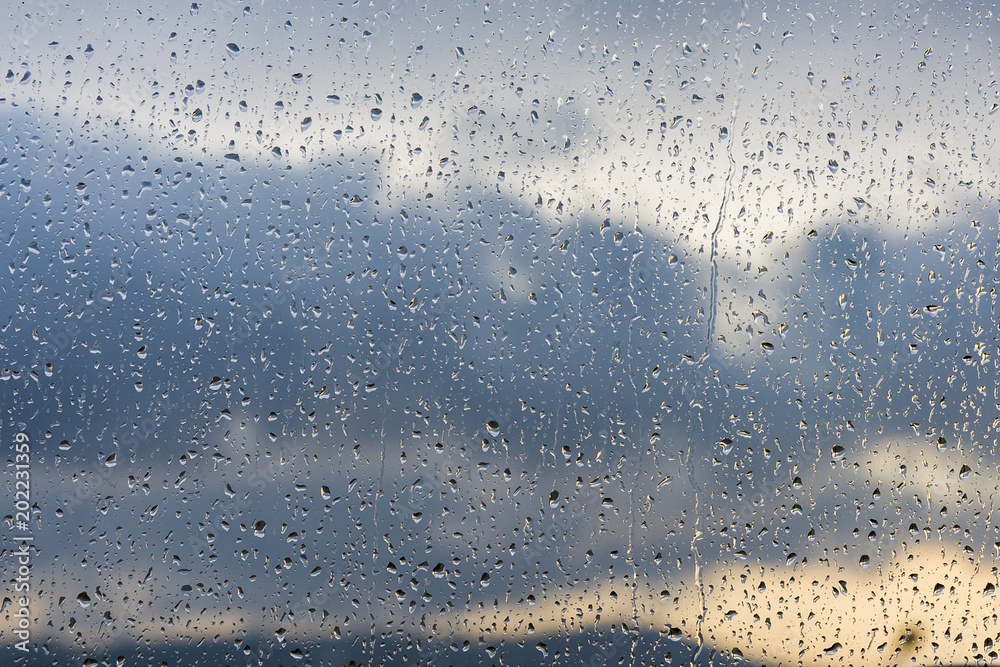 Photo Art Print Water Drops On A Window Glass After The