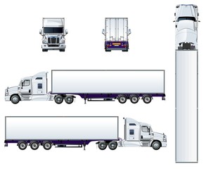 Wall Mural - Vector semi truck template isolated on white