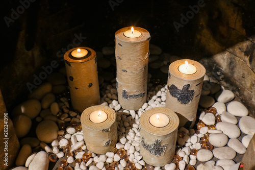 Candleholders That Look Like Birch Logs Holding Replaceable