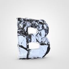 Ice letter B uppercase isolated on white background.