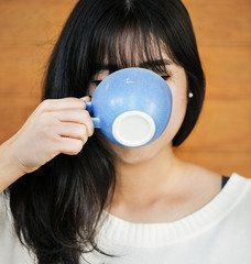 Sticker - Woman enjoying coffee on the weekend