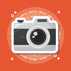 Poster - photographic camera icon over orange background, colorful design. vector illustration