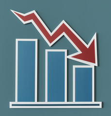 Sticker - Declining business report bar chart