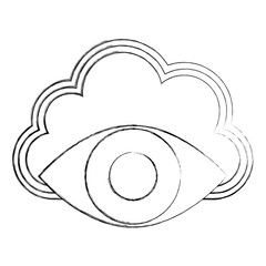 Sticker - cloud storage cyber security surveillance eye network vector illustration